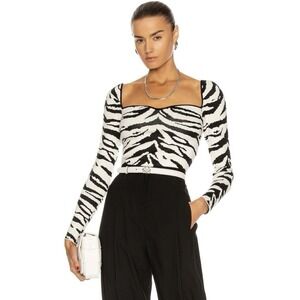 Express Sweater Zebra Print Sweetheart Neckline XS Clean Look Quality Fabric